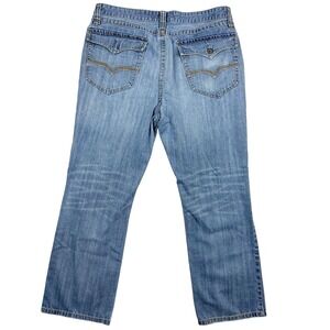 GUESS Y2K‎ Mens size 38 Light Wash Button Flap Pocket Jeans Worn-In Vintage